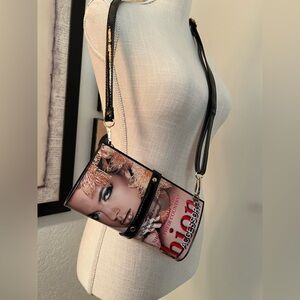 Stylish Black and Red Graphic Crossbody Bag